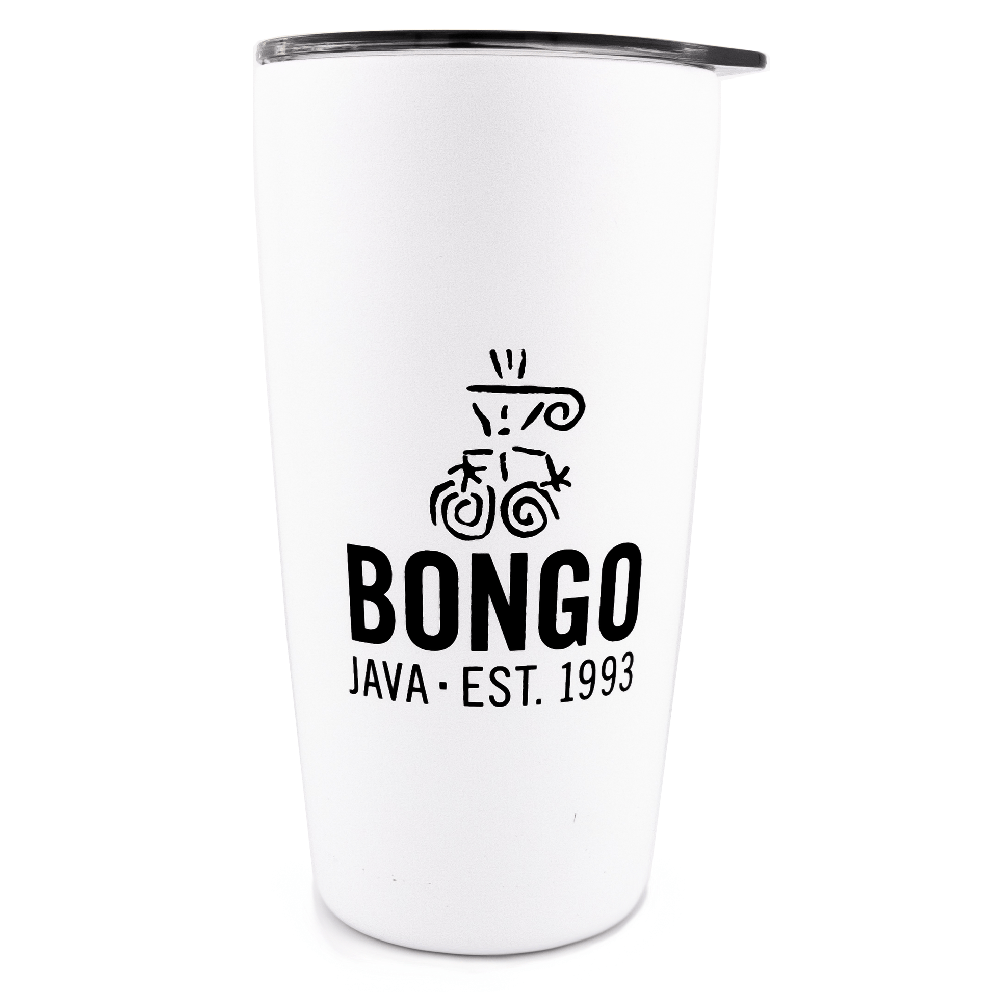 Bongo Java 16 oz Tumbler with Slide Lid (White) - Bongo Roasting Co.